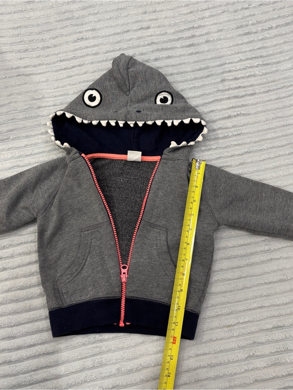 Gymboree Grey Shark Hooded Zip-Up with Pink Zipper
